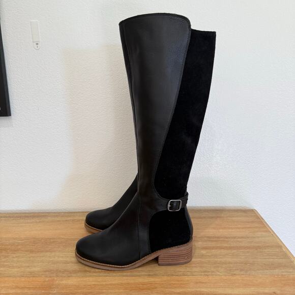 Lucky Brand LK-Timinii Black Leather Suede Tall Riding Boots Women's Size 6.5 - Picture 7 of 13